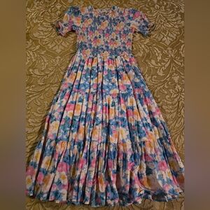 Ivy City Co Floral Dress in Blue and Pink